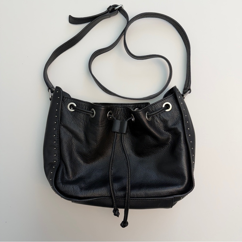 *New* Barney’s New York Black Leather Studded Bucket Bag - Picture 1 of 7